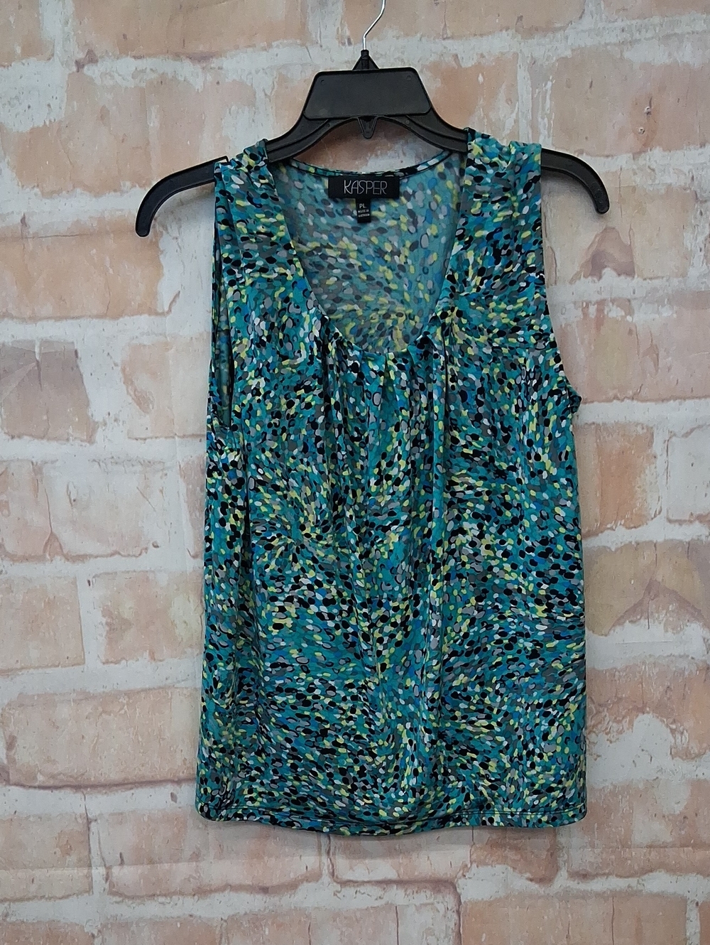 Kasper Teal, Blue & Green Patterned Sleeveless Top